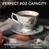 Set 4, 8 oz, Set BTaT- Floral Tea Cups and Saucers, of Fine Porcelain Teacup with Gold Trim for Afternoon Tea