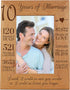 LifeSong Milestones 10th Anniversary Picture Frame - 10 Years of Marriage Keepsake Gift for Parents (Holds 4x6 Photo)