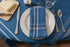 DII French Stripe Dining Table Collection, Farmhouse Style Tablecloth, 70 Inches Round, Blue Chambray