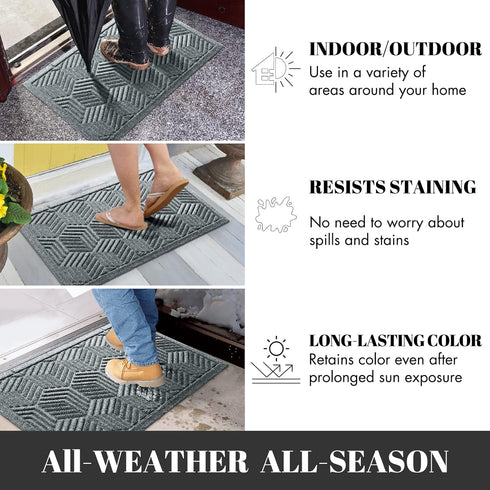 Yimobra Heavy Duty Front Entrance Door Mat 29.5x17 Inch, Sturdy Non Slip Rubber, All-Season Outdoor Indoor Mat