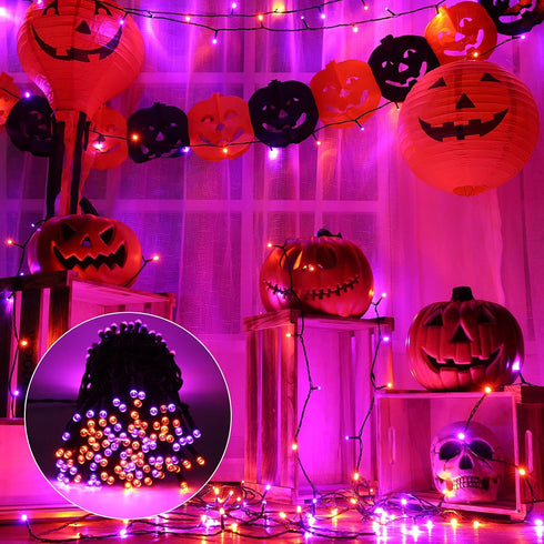 67 200 8 Flacchi Orange Purple Halloween Lights, ft LED Battery Operated String Lights Waterproof Modes & Auto Timer