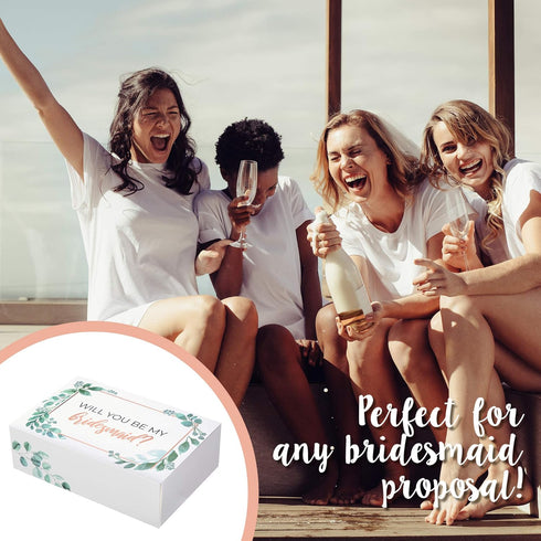 Pop Fizz Designs Bridesmaid Proposal Box Set, 6 Pack with 1 Maid of Honor and 5 Bridesmaid Boxes, Greenery
