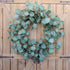 idyllic Eucalyptus Leaves Wreath, 22 Inches Round Green Metal Polyester Fabric Paper for Front Door Decor