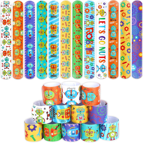 Serencatcher 48pcs Slap Bracelets Party Favors for Birthday Baby Shower Party Supplies