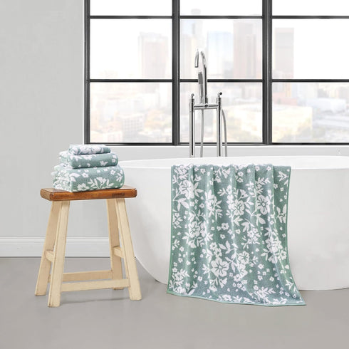 6 Set (2) (2) (2) Set Lucky Brand Folk Floral Piece Bath Towel - Bath Towels, Hand Towels, and Washcloths - Iceberg