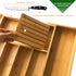 VaeFae Bamboo Silverware Drawer Organizer, Expandable Utensil Organizer with Knife Block, Cutlery Tray with Divider,