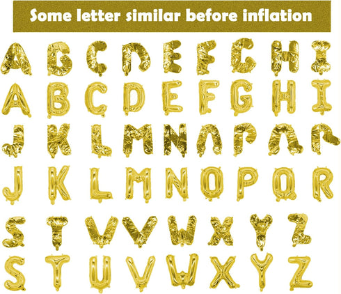 16 Inch Gold Letter Balloons, Mylar Foil Alphabet A-Z Balloons Set for Wedding Birthday Party Decoration