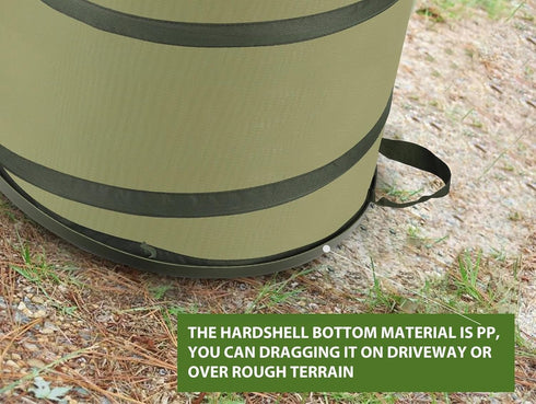 Hard Bottom Collapsible Garden Bag, 45 Gallon Pop Up Trash Can for Camping, Reusable Yard Waste Bags for Patio, Leaf,
