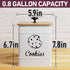 Large Cookie Jar with Airtight Bamboo Lid: 6"W x 6"D x 8"H White Iron Cookie Tin, Farmhouse Decorative Kitchen Counter