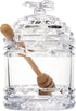 14oz Crystal Bee Honey Dish Jar with Dipper and Lid Elegant Glass Beehive Honey Pot for Rosh Hashanah, Holidays