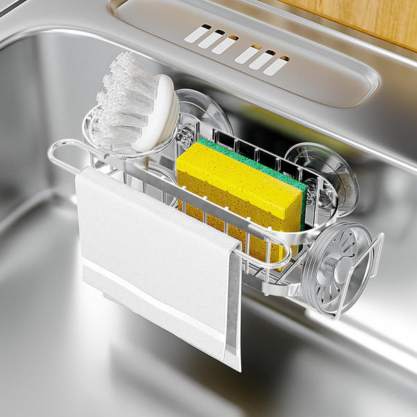 Cisily Kitchen Sink Caddy Sponge Holder in The Sink, Stainless Steel Kitchen