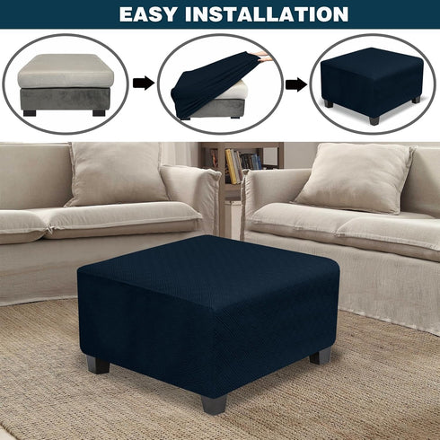 NeColorLife Square Ottoman Cover Large,Stretch Square Ottoman Covers Slipcover,Knitted Jacquard Cover for Storage