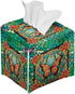 Butterfly Rose Print Tissue Case Cover Square, Waterproof Tissue Box Cover for Home Office, Foldable Kleenex Tissues Cube Boxes with Bottom Belt, Decorative Facial Tissue Cover, Green by Lotusorchid
