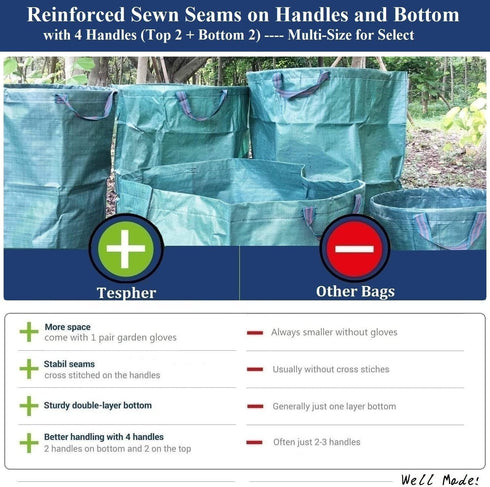 2-Pack 106 (D31,H31 inch) 4 Professional Gallon Large Lawn Garden Bags Yard Waste Bags with Gardening Gloves for Leaf