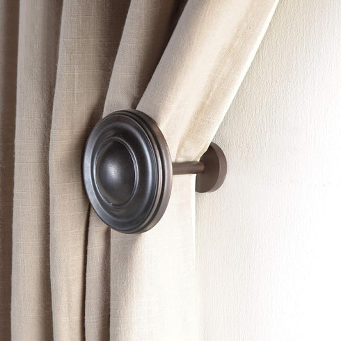 Deco Curtain Tieback Holdback Set of 2 - Spin Medallion Brown Oil Rubbed
