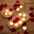 Honoson 1000 24 Pieces Artificial Rose Petals with Pcs Flameless Heart Shaped LED Tealights Candles Special Romantic
