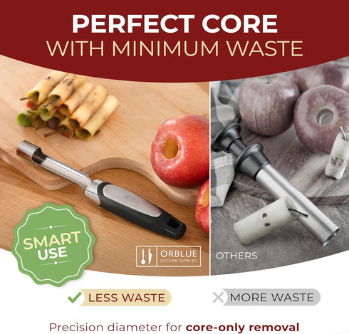 Orblue Premium Apple Corer Tool, Durable Stainless Steel Fruit Core Extractor, Red