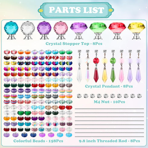 192Pcs Items(10IN) UFU DIY Fairy Wand Beaded Garden Stakes Kit, Fairy Wands Kit with Sparkling Crystal Pendants