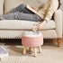 13 Inch WBD006P IBUYKE Foot Stool Ottoman with Storage, Round Small Foot Rest with Padded Seat and Wood Legs, Teddy