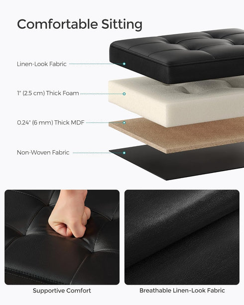 12.2 16.1 12.2 Inches, 286 lb ULSF100B01 SONGMICS Small Folding Storage Ottoman, Foot Rest Stool, Cube Footrest