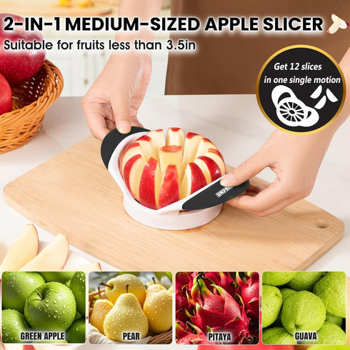 SCHVUBENR 3.5 Inch Apple Slicer with 12 Sharp Blades | Professional Stainless Steel Apple Cutter and Corer