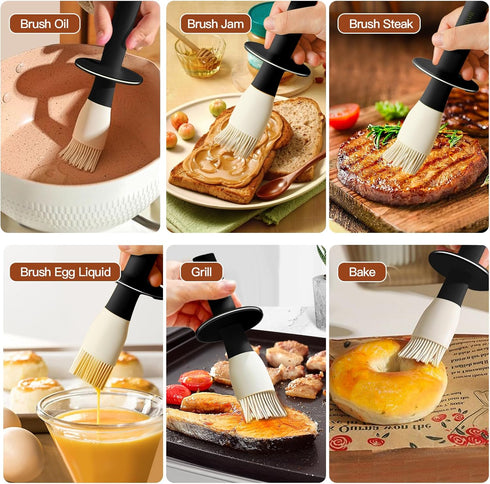 Oil Dispenser Bottle with Heat Resistant Brush, Glass Oil Container with Silicone Basting Brush for Cooking