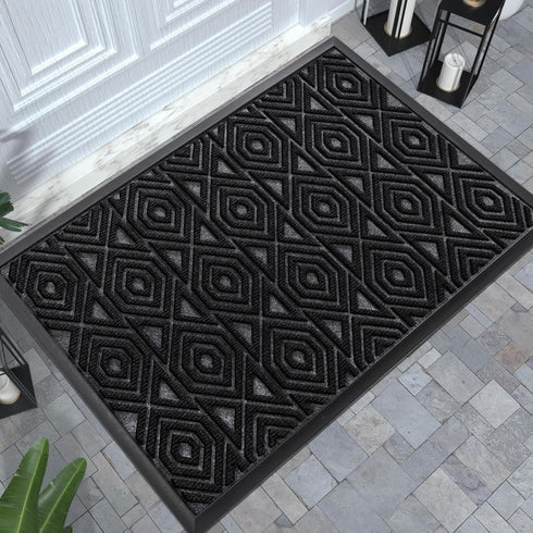 Yimobra Outdoor Indoor Welcome Mat, Heavy Entry Front Door Mat, Stain & Fade Resistant, 29.5 x 17, Black