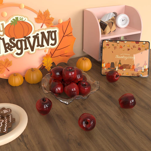 16PCS 3.43" 2.95" Toopify Artificial Red Apples, Red Delicious Faux Apples, Plastic Fruit, Fake Lifelike Simulation