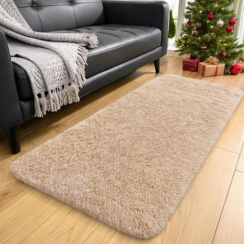 3x8 OLANLY Machine Washable Runner Rugs for Hallway, Soft Fluffy Shaggy Bedside Rugs for Bedroom, Living Room, Indoor