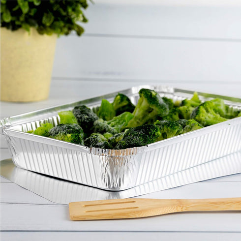PLASTICPRO Disposable 4 LB Aluminum Takeout Tin Foil Pans, 12'' X 8'' X 2'' Inch, Pack of 5