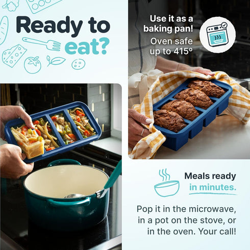 Souper Cubes 2 Cup Silicone Freezer Molds with Lids, Easy Meal Prep Container for Food, Stocks, and More (2-Pack)