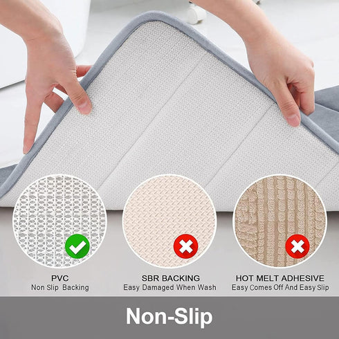 Buganda Memory Foam U-Shaped Contour Toilet Rugs, Non Slip Absorbent Bathroom Mats, 24" x 24", Grey