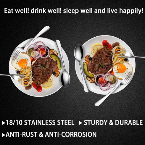 Dinner Forks Set of 6, Top Food Grade Stainless Steel Silverware Forks, 8 Inches, Mirror Finish & Dishwasher Safe