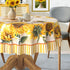 Hexagram Sunflower Tablecloth 60x60 Inch Round Summer and Spring Yellow Floral Table