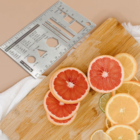 Culinary Ruler Stainless Steel Mini Cutting Reference Template, Essential Kitchen Tool for Cooking Measurement