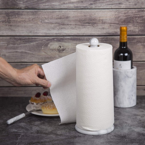 Creative Home Off-White Natural Marble Paper Towel Holder, 5.5" Diam. x 12.5" H (Color May Vary)