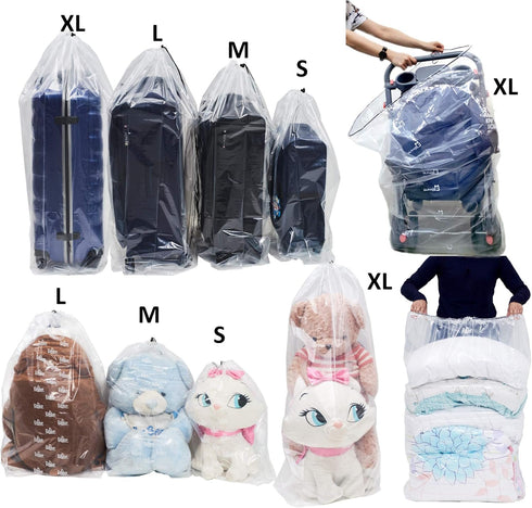 4 Pieces Dust Cover Big Plastic Drawstring Bags, Multi-Purpose for Storage and Organizing