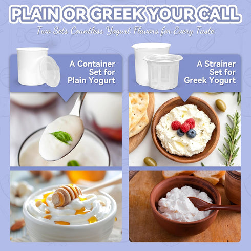 Party Desserts 2 (2 Party Dessert Electric Greek Yogurt Maker Machine with Strainer, Automatic Yogurt Maker for Home