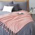 Homiest Cozy 50 60 Inch) Fleece Throw Blanket with Fringe, Soft & Flannel Light Pink Blanket, Lightweight Decorative