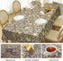 Brass,54" 78") Rectangle Table Cloth Elegant Gold Vine Flower PVC Waterproof Spill-Proof Vinyl Fitted Microfiber
