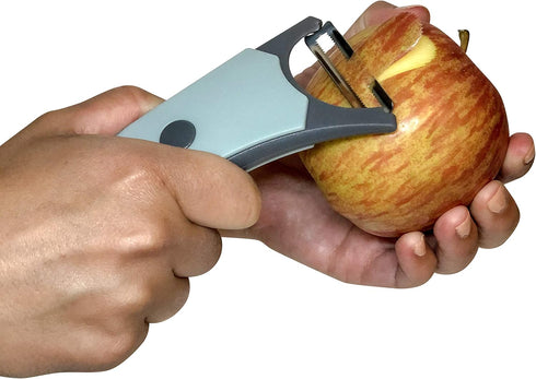 2-in-1 Rotating Peeler with Straight and Serrated Stainless Steel Blades (Light Blue)