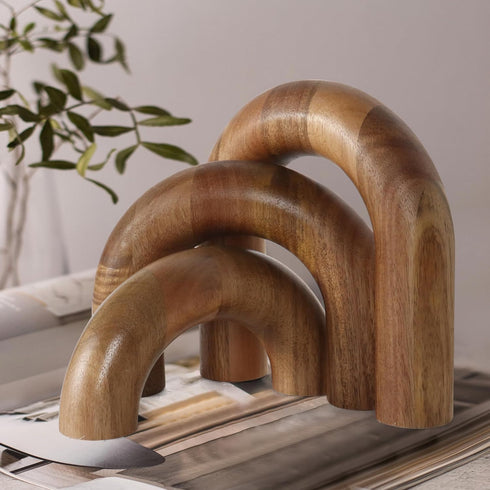 3 Oakrain Pcs Wood Shelf Decor Aesthetic, Modern Aesthetic Home Decor Accent, Decorative Object for Coffee Table, Book