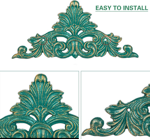 Sungmor Victorian Style Cast Iron Wall Plaque, Antique Green Fleur De Lis Design for Decorative Home Decor