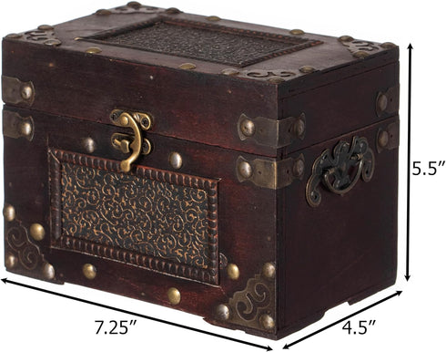 Rustic Studded Index/Recipe Card Box with Antiqued Latch, Large