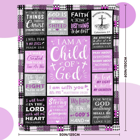 Sruemiul 50"x60" Communion Baptism Gifts for Girl - Christian Gifts for Women - I Am a Child of God Blanket