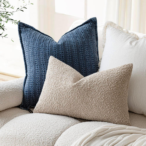 Cozy 12 20 Inch,Beige Foindtower Textured Boucle Throw Pillow Covers Accent Solid Lumbar Pillow Cases Soft Decorative