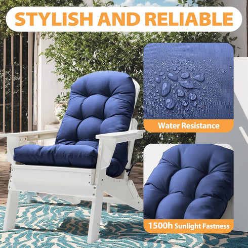 Lucresta 48.8x20.4x4.3, 1 Adirondack Chair Cushion, High Back Patio Cushions with Adjustable Ties, Waterproof Tufted