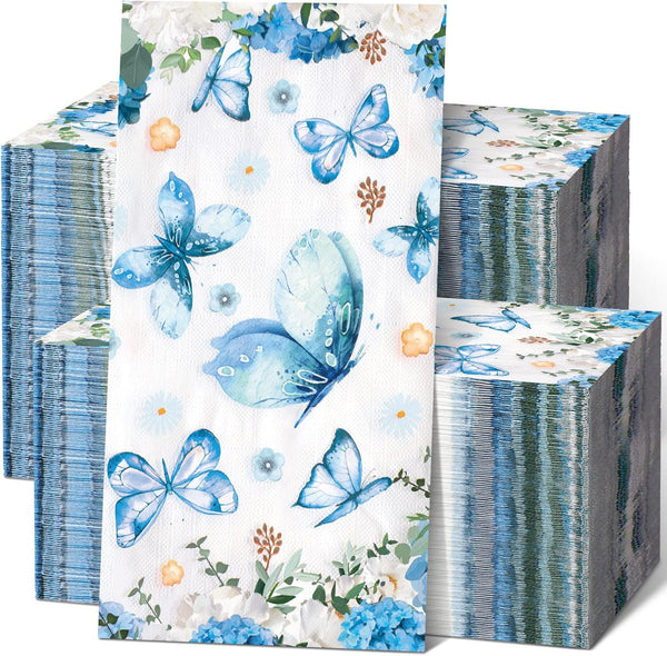Spiareal 200 Packs Disposable Hand Towels for Guests Bulk Bathroom Napkins Butterfly