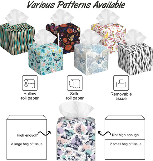 OHEGBXE Car,5.2"5.2"5.2" Tropical Butterflies Tissue Box Holder,Colorful Splash Dots Cube Tissue Box Cover