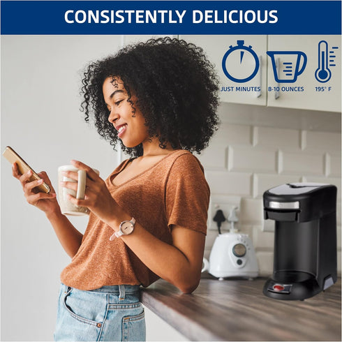 Café Valet Single Serve Coffee Maker, Brews 10 Ounces of Coffee or Hot Water, Compatible Coffee Packs